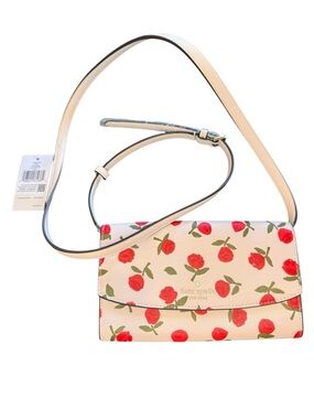 kate spade Cream Crossbody with Red Rose Print NWT